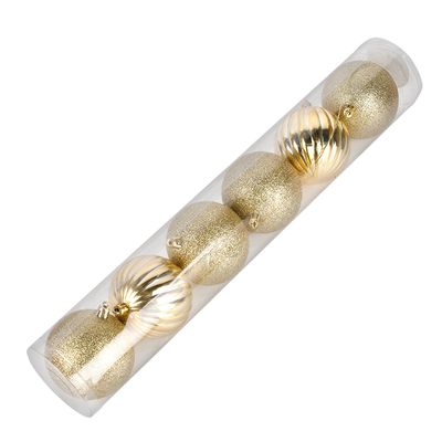 Tubo Bola Natal Le 8cm com 6 Unidades Dourado