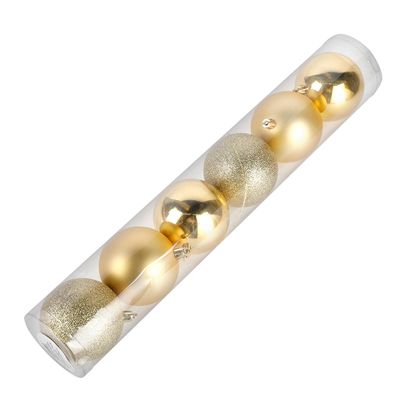 Tubo Bola Natal Le 8cm com 6 Unidades Dourado