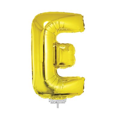 Balão Metalizado 16" Funny Letra E Dourado com Suporte