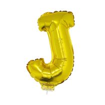 Balão Metalizado 16" Funny Letra J Dourado com Suporte