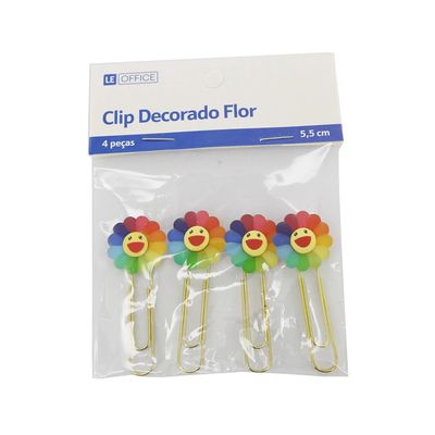 Clips Divertido Le Flor Color com 4 Unidades 5,5cm