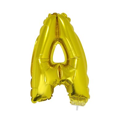 Balão Metalizado 16" Funny Letra A Dourado com Suporte