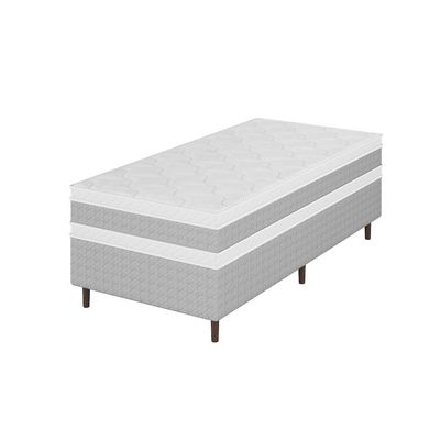 Cama Box Solteiro Umaflex Loreto Branco com Cinza