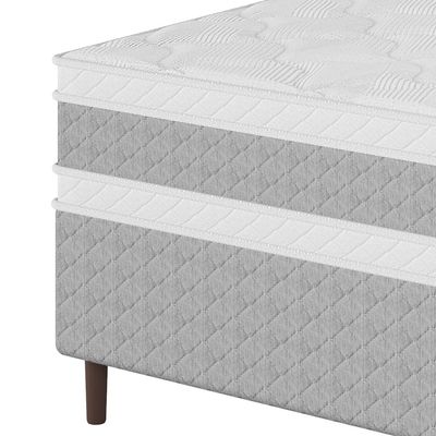 Cama Box Solteiro Umaflex Loreto Branco com Cinza
