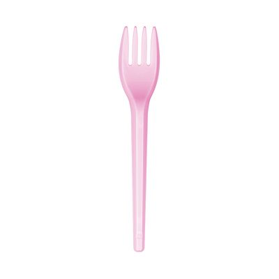 Garfo Strawplast para Sobremesa com 50 Unidades Rosa