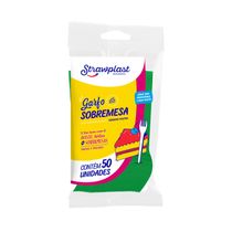 Garfo Strawplast para Sobremesa com 50 Unidades Verde