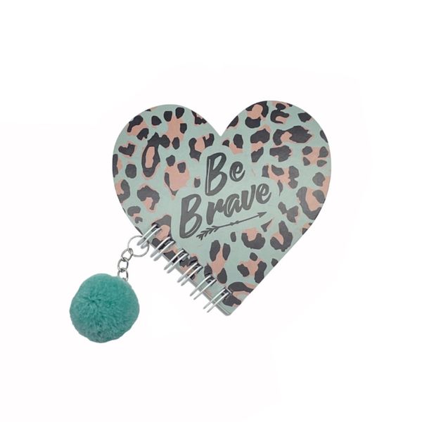 Caderneta Le Capa Flexível Animal Print Formato Coração com Pompom 30 Folhas Caderneta Le Capa Flexível Animal Print Formato Coração com Pompom 30 Folhas