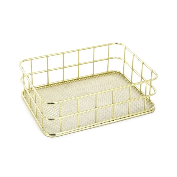 Organizador de Mesa Le Aramado Metal Retangular Ouro 17x12x5,2cm