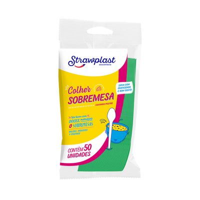 Colher Strawplast para Sobremesa com 50 Unidades Verde