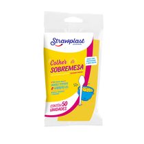 Colher Strawplast para Sobremesa com 50 Unidades Amarela
