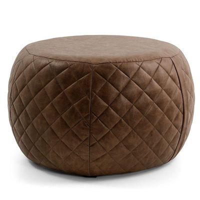 Puff Cleo 70cm PU Sintético Marrom - Gran Belo
