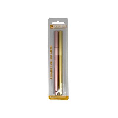 Caneta Fine Line Le Clássica Metálica Gold e Rosé Gold 0.5mm com 2 Unidades
