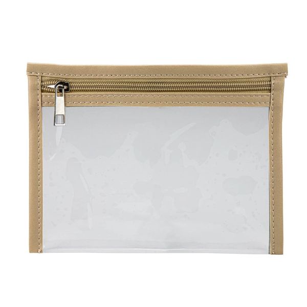 Pasta Organizadora Le Pvc Transparente com Acabamento em PU com Zíper - Bege 15x20 cm Pasta Organizadora Le Pvc Transparente com Acabamento em PU com Zíper - Bege 15x20 cm
