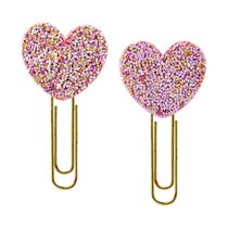 Clips Divertido Le Coração com Strass e 2 Unidades Rosa 6,5cm
