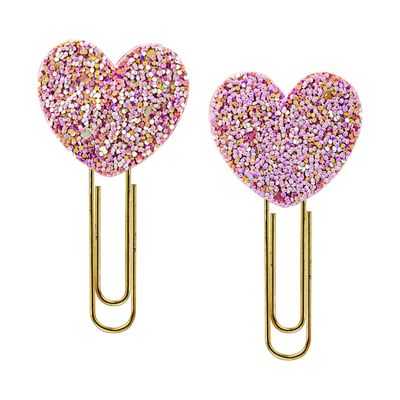 Clips Divertido Le Coração com Strass e 2 Unidades Rosa 6,5cm