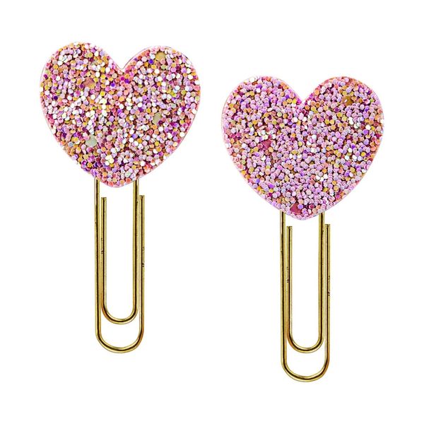 Clips Divertido Le Coração com Strass e 2 Unidades Rosa 6,5cm