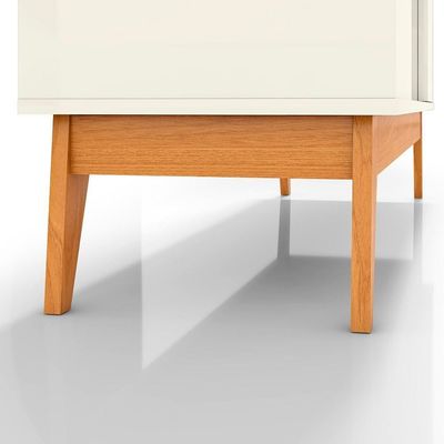 Buffet Aparador Ripado Com 3 Portas Monaco 136cm - Off White E Cedro