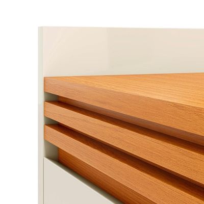 Buffet Aparador Ripado Com 3 Portas Monaco 136cm - Off White E Cedro