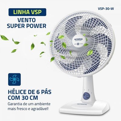 Ventilador Mesa Vsp-30-w 30cm Mondial Branco 127 V