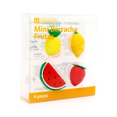 Mini Borracha Le Frutas Color com 04 unidades