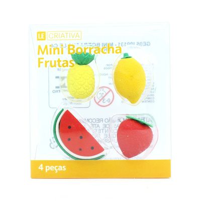 Mini Borracha Le Frutas Color com 04 unidades