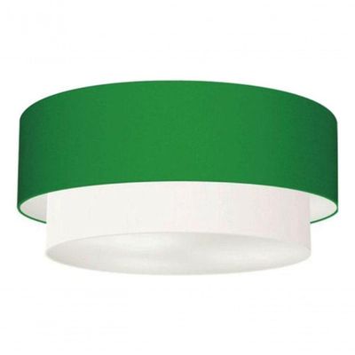 Plafon Duplo Cilíndrico Vivare Md-3063 Cúpula Tecido 55x50cm - Bivolt Verde-folha-branco 127/220v