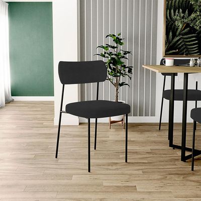Cadeira Decorativa Estofada Para Sala De Jantar Melina L02 Suede Preto - Lyam Decor