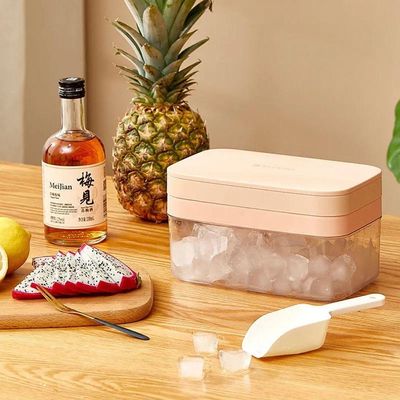 Bandeja De Silicone Cubos De Gelo Com Tampa E Caixa De Armazenamento Rosa