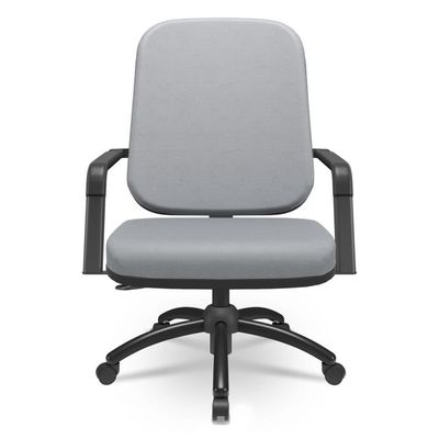Cadeira De Escritório Giratória Com Braço Preta Magno P03 Vinil Cinza - Lyam Decor