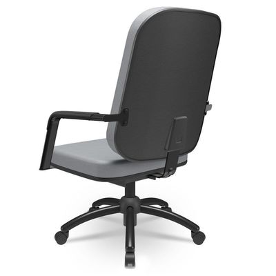 Cadeira De Escritório Giratória Com Braço Preta Magno P03 Vinil Cinza - Lyam Decor