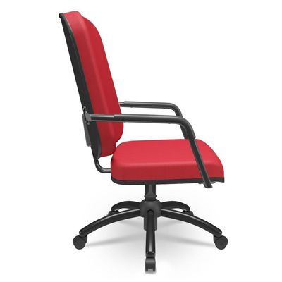 Cadeira De Escritório Giratória Com Braço Preta Magno P03 Crepe Vermelho - Lyam Decor