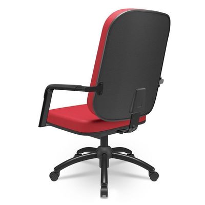 Cadeira De Escritório Giratória Com Braço Preta Magno P03 Crepe Vermelho - Lyam Decor