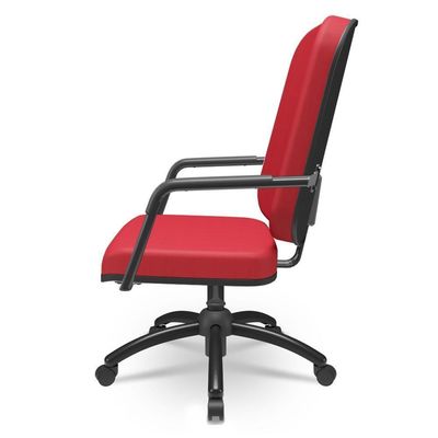 Cadeira De Escritório Giratória Com Braço Preta Magno P03 Crepe Vermelho - Lyam Decor