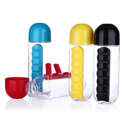 Garrafa Plastico Porta Comprimidos Destacavel 600ml Amarelo
