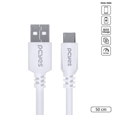 Cabo Celular Usb A 2.0 Usb Tipo C 50cm Branco