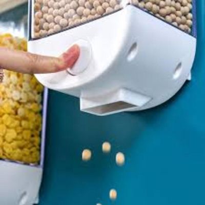 Dispenser De Alimentos De Parede Touch Porta Cereal Mantimentos 1 Litro Hermetico Luxo