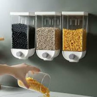 Dispenser De Alimentos De Parede Touch Porta Cereal Mantimentos 1 Litro Hermetico Luxo