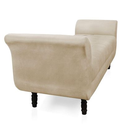 Recamier Olinda Suede 160 Cm Pés Torneados Castanhos - D'rossi Cor Bege