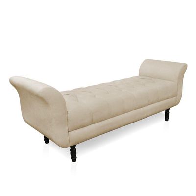 Recamier Olinda Suede 160 Cm Pés Torneados Castanhos - D'rossi Cor Bege