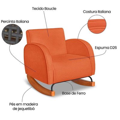 Poltrona Com Base Balanço Em Tecido Bouclé Cindy – Lucadi Terracota