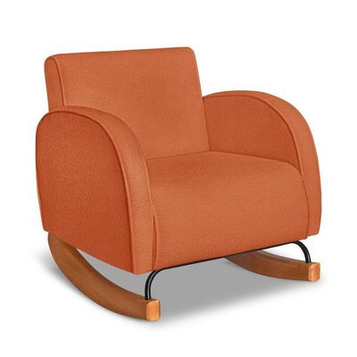 Poltrona Com Base Balanço Em Tecido Bouclé Cindy – Lucadi Terracota