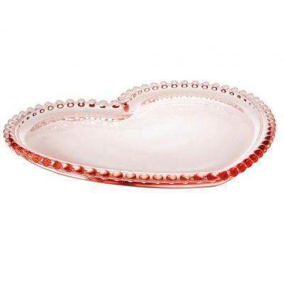 Prato Sousplat Cristal Coração Pearl 30 Cm Rosa - Wolff