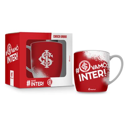 Caneca Porcelana Premium BrasFoot # Vamô Inter 360 ML Urban Licenciada Branco