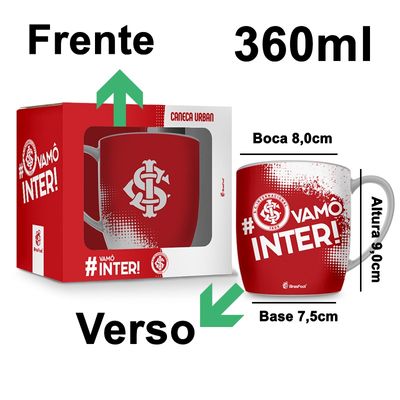Caneca Porcelana Premium BrasFoot # Vamô Inter 360 ML Urban Licenciada Branco