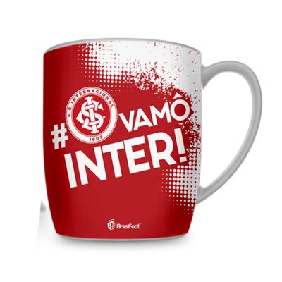 Caneca Porcelana Premium BrasFoot # Vamô Inter 360 ML Urban Licenciada Branco
