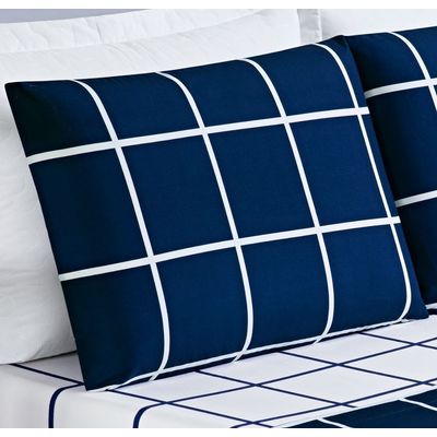 Jogo De Cama Com Lençol De Cima 200 Fios Austin Queen 04 Peças - Marinho