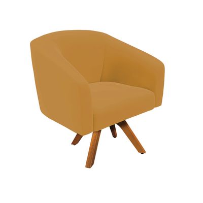 Poltrona Sala Decorativa Kit 2 Stella Base de Madeira Giratória MM30 Veludo Mostarda D03 - D'Rossi