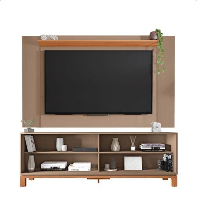 Bancada Rack Com Painel Para Tv Até 65 Polegadas Jace Cinza