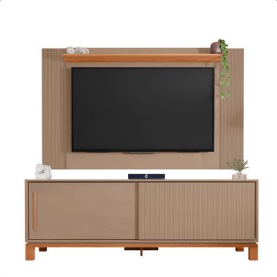 Bancada Rack Com Painel Para Tv Até 65 Polegadas Jace Cinza