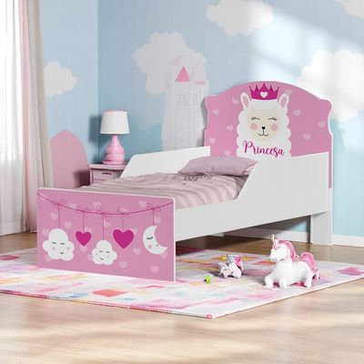 Mini Cama Infantil 153,2x79cm com Proteção Lateral Personagens Lhama K02 - D'Rossi